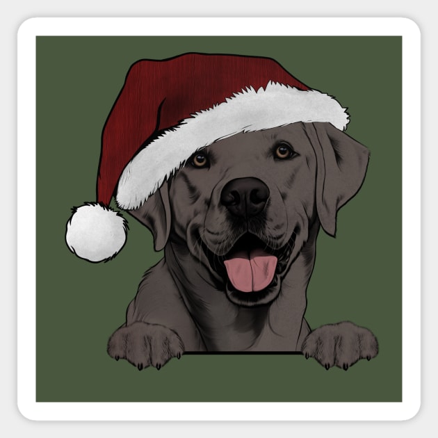 Charcoal Lab with Santa hat Sticker by rmcbuckeye